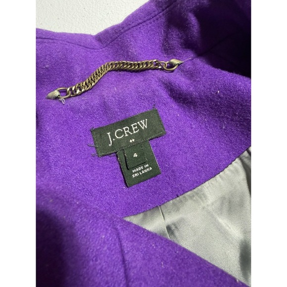 J Crew Pea Coat Double Breasted Purple Wool Gold Button  Jacket Old Money  Sz 4 - Picture 6 of 10